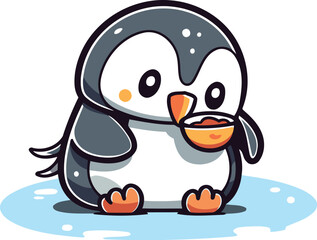Cute penguin cartoon vector illustration on white background. Cute penguin character.