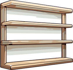Minimalistic vector illustration depicting a simple flat color comic-style shelf.