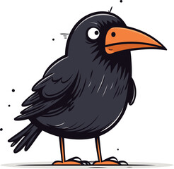 Cute cartoon crow. Vector illustration isolated on a white background.