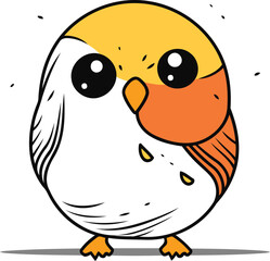 Cute cartoon bird. Vector illustration isolated on a white background.