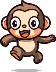 Cute Monkey Cartoon Mascot Character Vector Icon Illustration Design