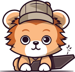 Cute hedgehog with a laptop. Vector illustration in cartoon style.