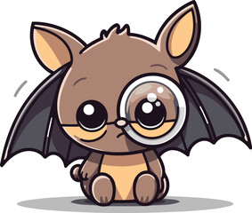 Cute little bat character cartoon vector illustration. Cute animal mascot.
