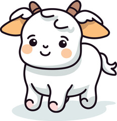Cute cartoon goat on white background. Vector illustration for your design