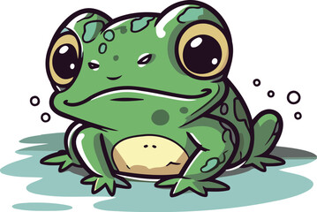 Cute cartoon frog isolated on a white background. Vector illustration.