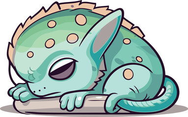 Cute cartoon chameleon isolated on white background. Vector illustration.