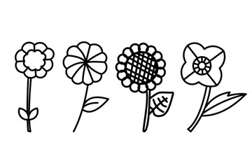 vector hand drawn simple flower outline
