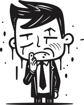 recommend clip art: Businessman in suit sneezing. Vector illustration on white background.
