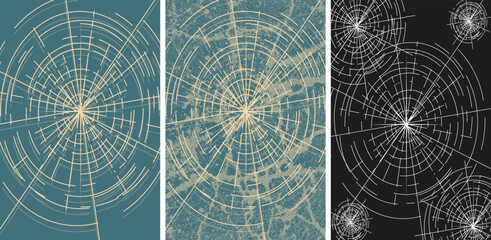 Set grunge texture card Broken glass, Cracked ice and print of bullet. Creative military art with Shot trace. Design t-shirt printed. Retro vector illustration.