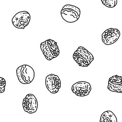 bun food meal bread vector seamless pattern thin line illustration