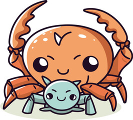 Crab cartoon character. Vector illustration of a cute crab character.