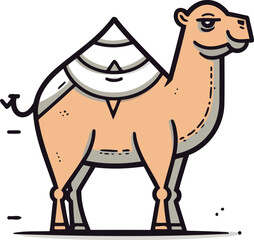 Cute camel cartoon character. Vector illustration of a cute camel.
