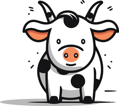 Cute cow cartoon vector illustration. Cute cartoon cow icon.