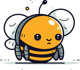 Cute cartoon bee. Vector illustration. Isolated on white background.