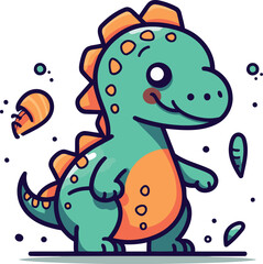 Cute cartoon dinosaur vector illustration. Cute stegosaurus character.