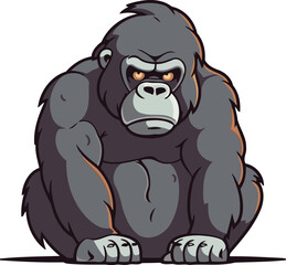 Vector illustration of gorilla. Isolated on white background. Cartoon style.