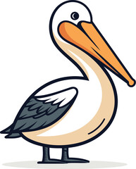 Pelican vector illustration. Cartoon pelican isolated on white background.