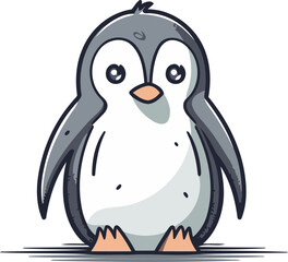 Cute cartoon penguin. Vector illustration isolated on white background.