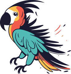 Parrot vector illustration. Isolated parrot on white background.