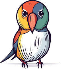 Colorful vector illustration of a cute cartoon parrot on white background