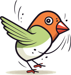 Illustration of a cute little bird on a white background. vector