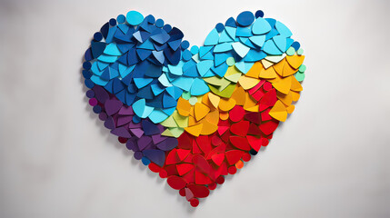 heart made of colorful shapes