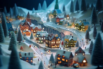 スキー場のある町（3D）
 - obrazy, fototapety, plakaty
