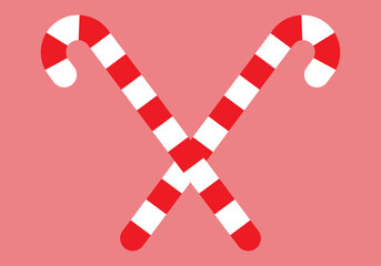 Bastones de caramelo navide&ntilde;os en fondo rojo.