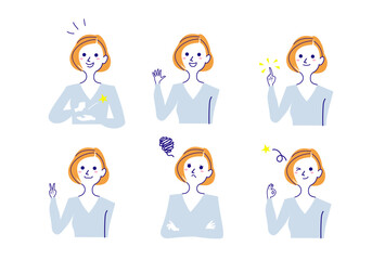 ショートボブの女性バストアップポーズ集-1