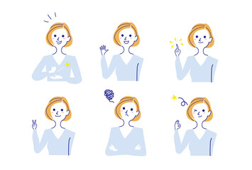 ショートボブの女性バストアップポーズ集-1