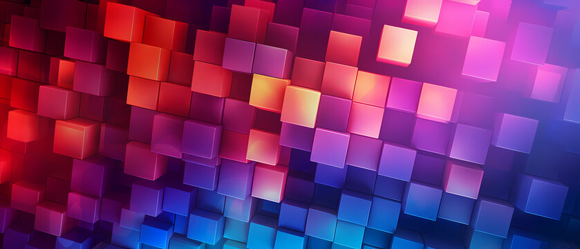 Colorful Abstract Neon background with Cubes.