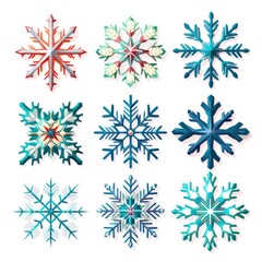 set of different snowflakes. illustration logo-like style.