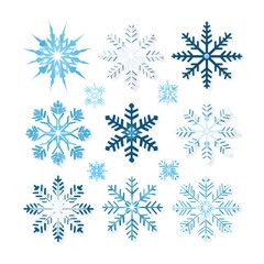 Fototapeta na wymiar set of different snowflakes. illustration logo-like style.