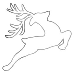 Silver Reindeer Jumping Handrawn