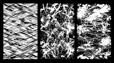 Set monochrome grunge texture abstract chaotic