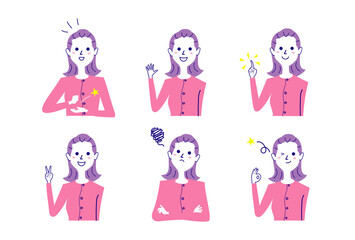 ポンパドールの女性バストアップポーズ集-1