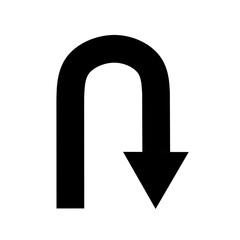 turn around sign vector on white background.U-turn symbol vector