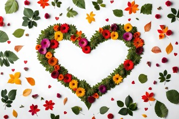 heart frame made of flowers