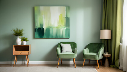 Two Chairs and a Painting in a Living Room