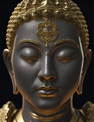 Statue of God Buddha. Decorative digital painting. Color illustration for background. Picturesque portrait for the interior. Wall mural, poster or picture for home. Generative AI.