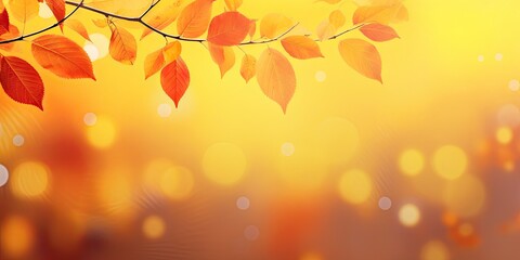 Golden splendor. Vibrant autumn leaves in sunny forest. Nature palette. Fall foliage in shades of yellow red and orange. Close up of sunlit leaf