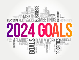 2024 Goals word cloud collage, business concept background