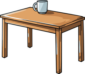 Fototapeta premium A vibrant and playful table depicted in a comic-inspired style, featuring simple flat colors and a minimalistic vector design.