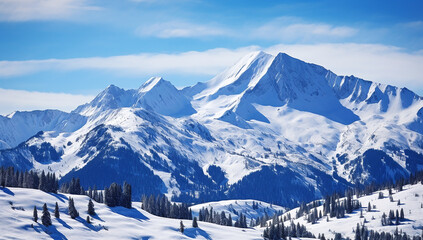 Snow-covered_winter_mountains. Generative AI.