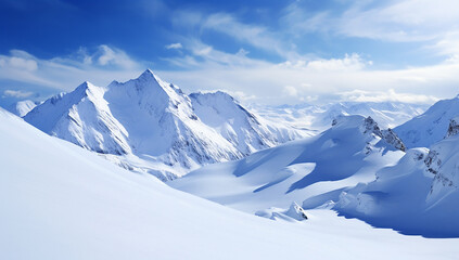 Naklejka premium Snow-covered_winter_mountains. Generative AI.