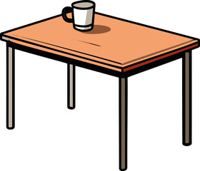 A minimalistic, flat-colored vector image depicting a simple comic-style table.