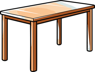 A vibrant, playful comic-style vector image featuring a simple and minimalistic design with flat colors, showcasing a table.