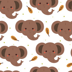 seamless pattern cartoon elephant and leaves. cute animal wallpaper illustration for gift wrap paper