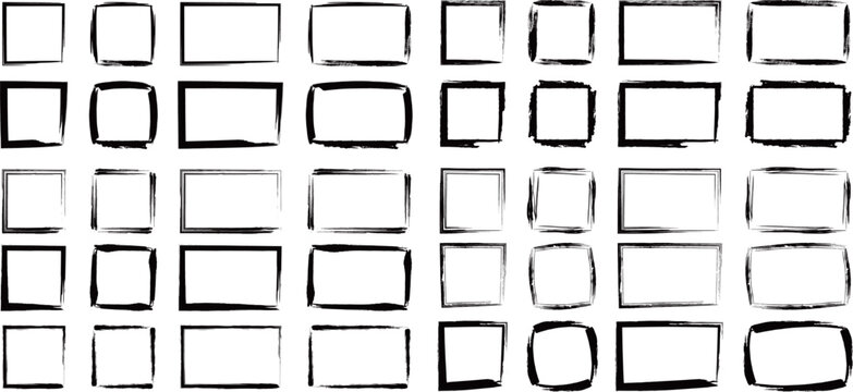 筆で描かれた四角のフレームセット