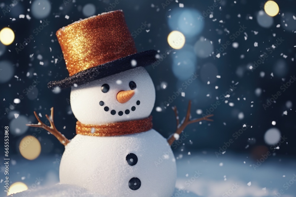 Canvas Prints A snowman wearing a top hat and scarf. Perfect for winter-themed designs or holiday greetings